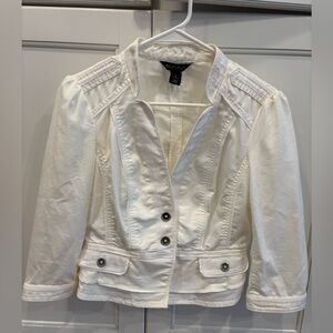 White House Black Market White Cotton Blazer - Size 4
